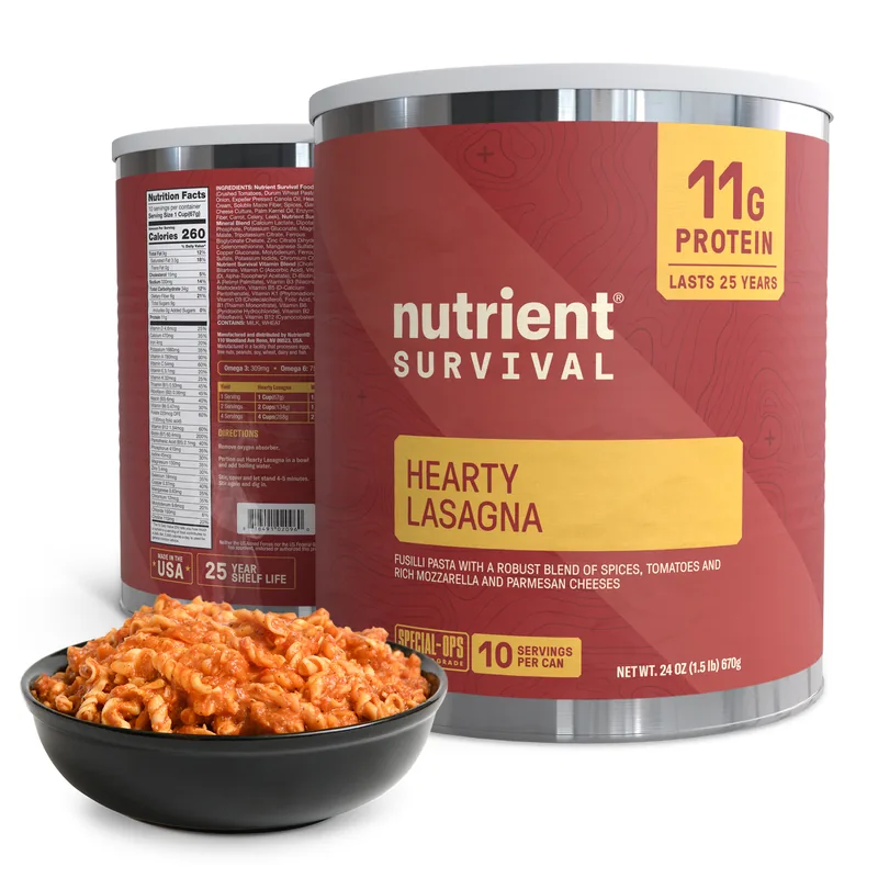 Nutrient Survival hearty lasagna protein meal number 10 can